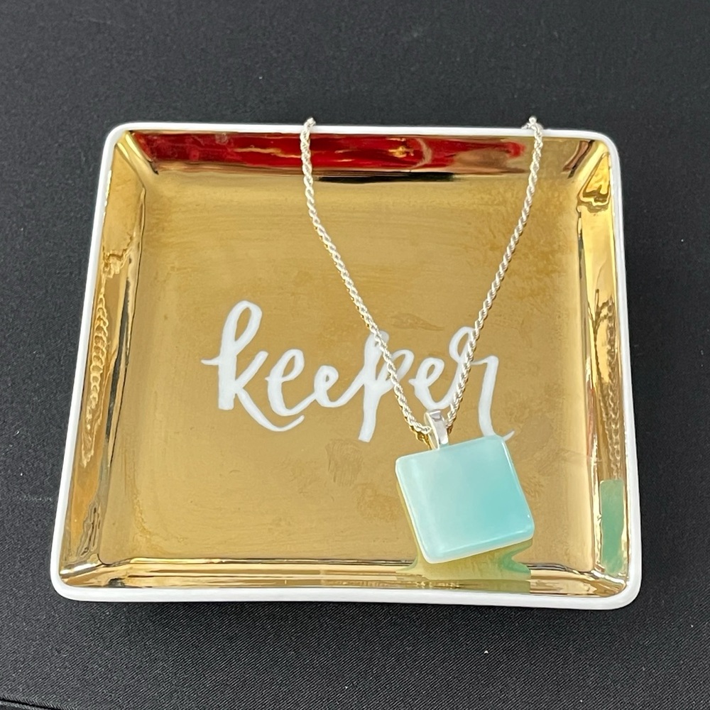 Fused Glass Pendant in Aqua hues
